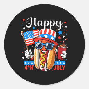 4th Of July Hotdog Independence Day Patriotic Four Classic Round Sticker