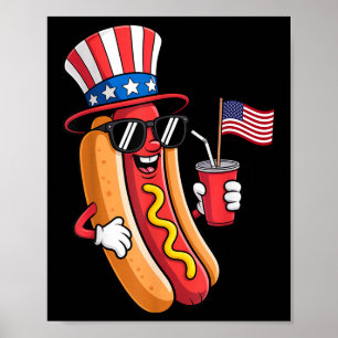 4th Of July Hotdog Party - Patriotic Usa Fun Poster