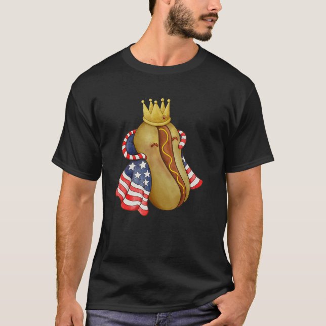 4th of July Hotdog Sunglasses America Flag Indepen T-Shirt (Front)