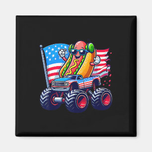 4th Of July Hotdog Sungles Monster Truck American Magnet