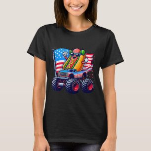 4th Of July Hotdog Sungles Monster Truck American  T-Shirt