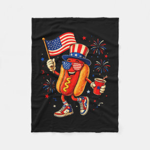 4th of july hotdog usa flag hot dog patriotic men fleece blanket