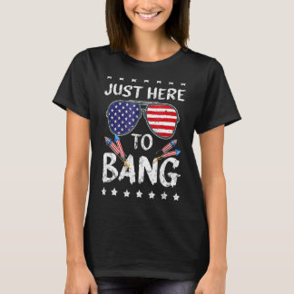 4th Of July I m Just Here To Bang USA Flag Sunglas T-Shirt