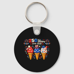 4th of July Ice Cream 250 Years Celebration Key Ring