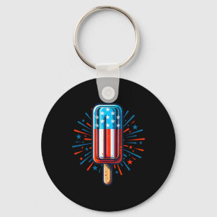 4th Of July Ice Cream American Flag Patriotic Summ Key Ring