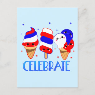 4th of July Ice Cream Celebrate Independence Day Postcard