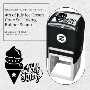 4th of July Ice Cream Cone Rubber Stamp