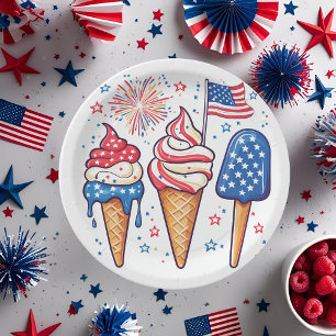 4th of July Ice Cream Paper Plates
