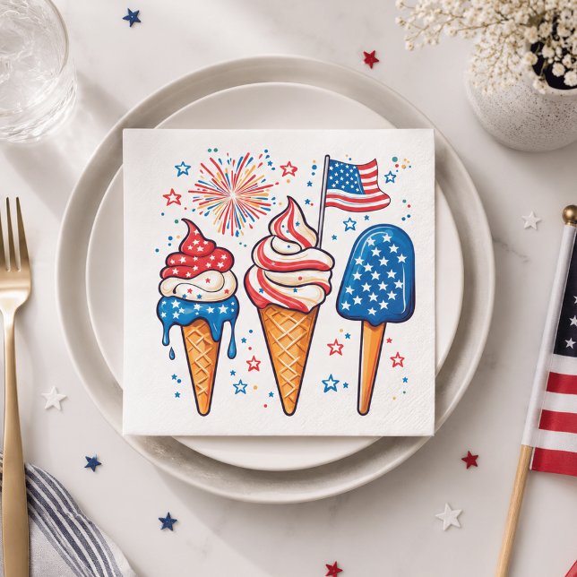 4th of July Ice Cream Party Napkin (Creator Uploaded)