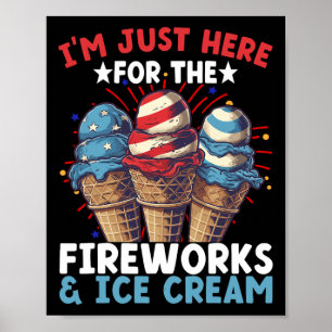 4th Of July Ice Cream Patriotic Ice Cream  Poster