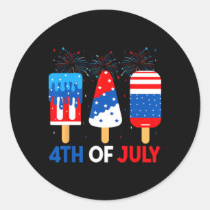 4th Of July Ice Creams Funny Patriotic American Fl Classic Round Sticker