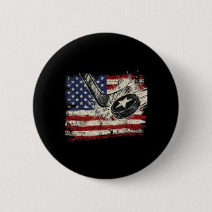 4th Of July Ice Hockey Puck Flag Patriotic Men 6 Cm Round Badge