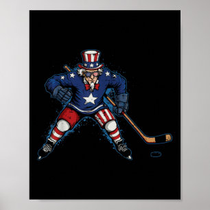 4th Of July Ice Hockey Uncle Sam Sports Men Boys K Poster