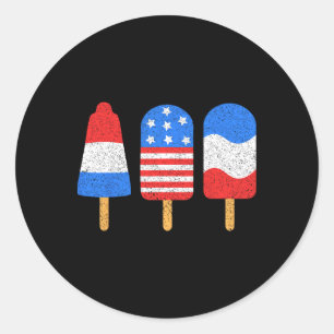 4th Of July Ice Pops Red White Blue American Flag Classic Round Sticker
