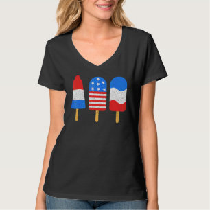 4th Of July Ice Pops Red White Blue American Flag T-Shirt
