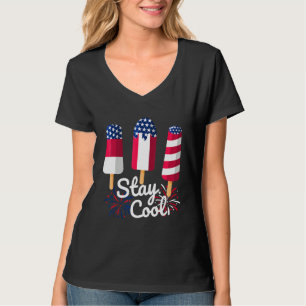 4th Of July Ice Pops Red White Blue American Flag T-Shirt
