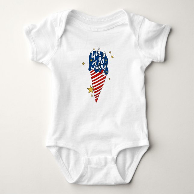 4th of July illustration 4th of July Independence  Baby Bodysuit (Front)