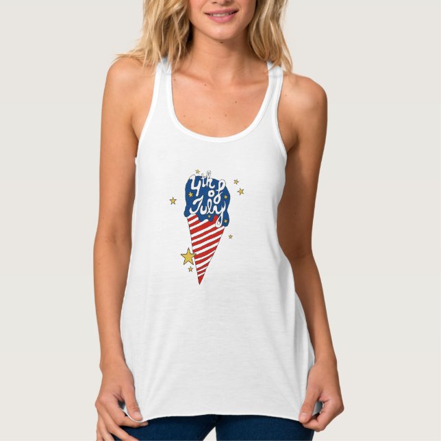 4th of July illustration 4th of July Independence  Singlet (Front)