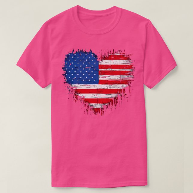 4th Of July Illustration My Heart Is America T-Shirt (Design Front)