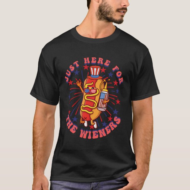 4Th Of July I'M Just Here For The Wieners Hot Dogs T-Shirt (Front)