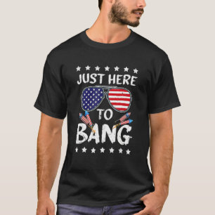 4th Of July I'm Just Here To Bang Usa Flag Sunglas T-Shirt