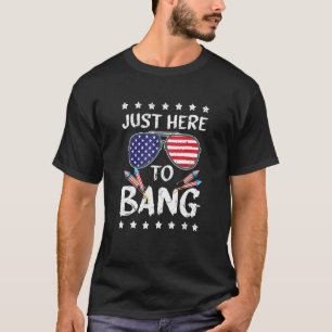 4th Of July Im Just Here To Bang Usa Flag Sunglass T-Shirt