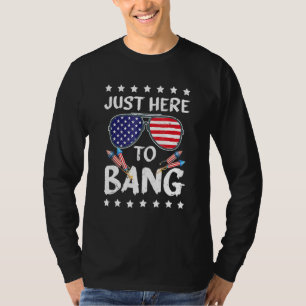 4th Of July Im Just Here To Bang Usa Flag Sunglass T-Shirt