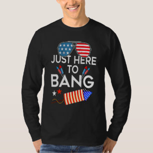4th Of July Im Just Here To Bang Usa Flag Sunglass T-Shirt