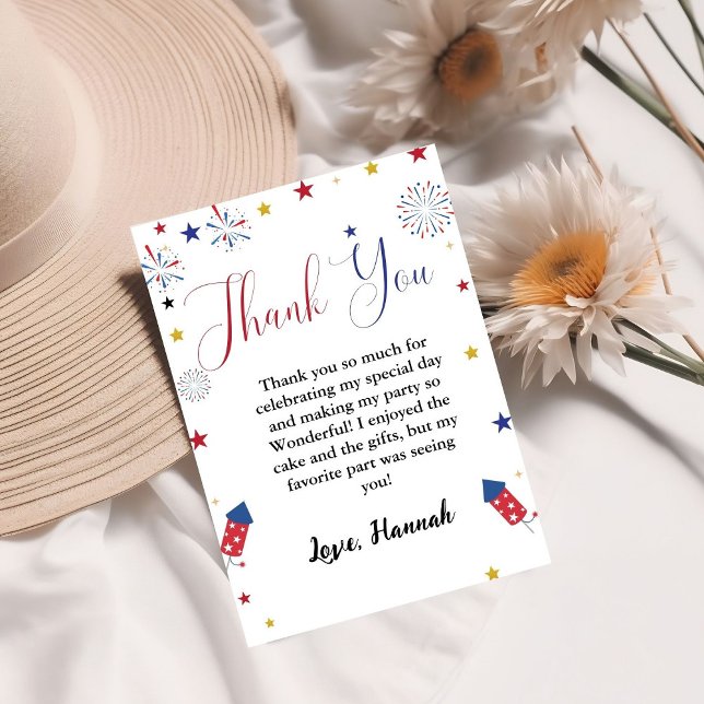 4th of july independence Birthday  Thank You card (Creator Uploaded)
