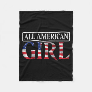 4th of July Independence Day All American Girl Fleece Blanket