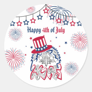 4th of July Independence Day American Eagle Classic Round Sticker