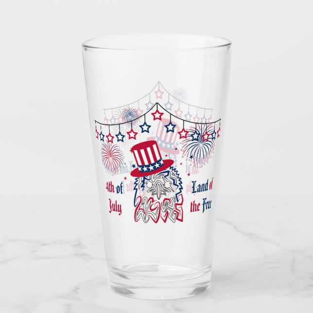 4th of July Independence Day American Eagle Glass (Front)