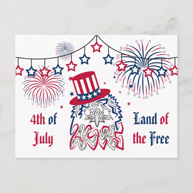 4th of July Independence Day American Eagle Postcard (Front)