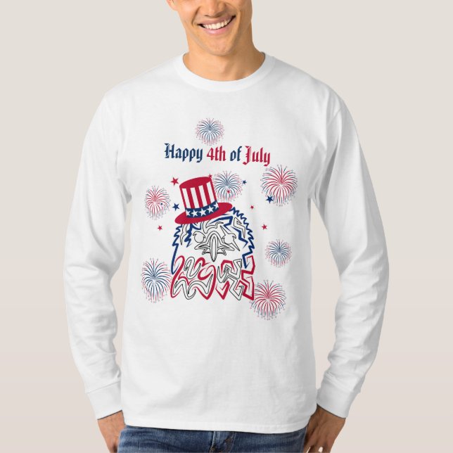 4th of July Independence Day American Eagle T-Shirt (Front)