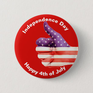 4th of July Independence Day American Flag Button