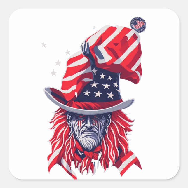 4th Of July Independence Day American flag Man Square Sticker (Front)