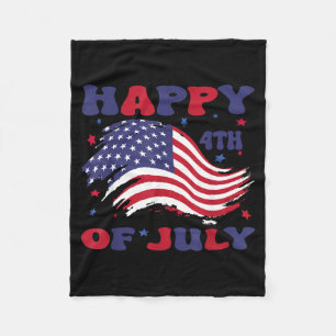 4th of July Independence Day American flagUSA vibe Fleece Blanket