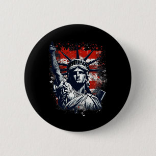 4th Of July Independence Day American Statue Of Li 6 Cm Round Badge