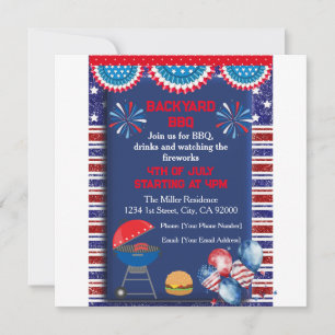 4th of July Independence day Bbq party design Invitation