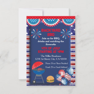 4th of July Independence day Bbq party design Invitation
