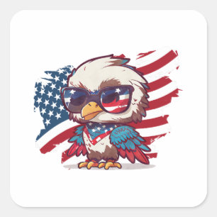 4th of july independence day bird american eagles square sticker