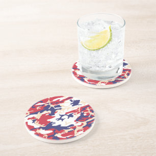 4th of July, Independence day, Camouflage Beige Coaster