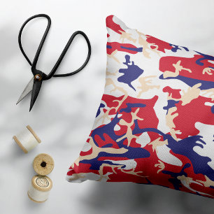 4th of July, Independence day, Camouflage Beige Decorative Cushion