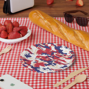 4th of July, Independence day, Camouflage Beige Paper Plate