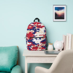 4th of July, Independence day, Camouflage Beige Printed Backpack