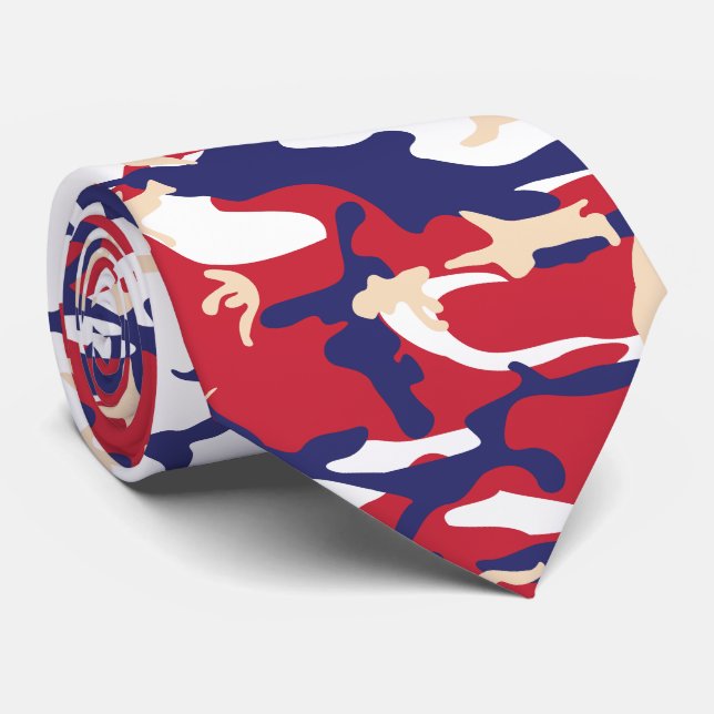 4th of July, Independence day, Camouflage Beige Tie (Rolled)