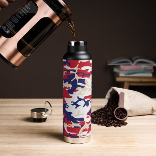 4th of July, Independence day, Camouflage Beige Water Bottle