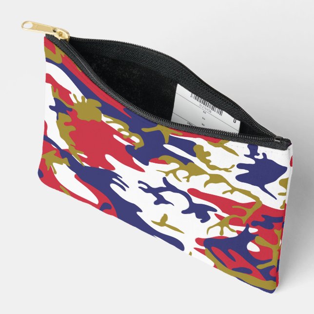 4th of July, Independence day, Camouflage Gold Accessory Pouch (Open)
