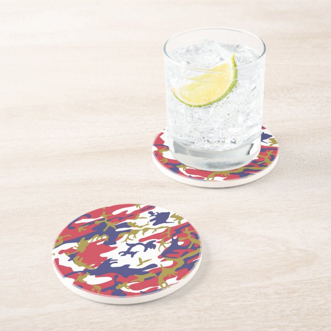 4th of July, Independence day, Camouflage Gold Coaster (Side)