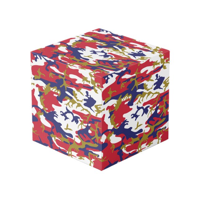 4th of July, Independence day, Camouflage Gold Cube (Front Angled)